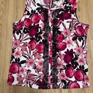 Karl Lagerfeld Pink Sleeveless Blouse with Mandarin Collar